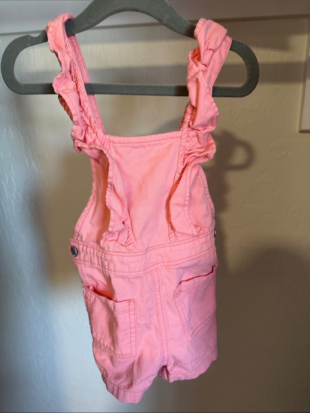 Old Navy Pink Ruffle-Strap Short Overalls
